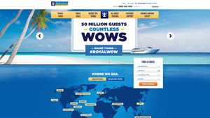 Screenshot of Royal Caribbean homepage